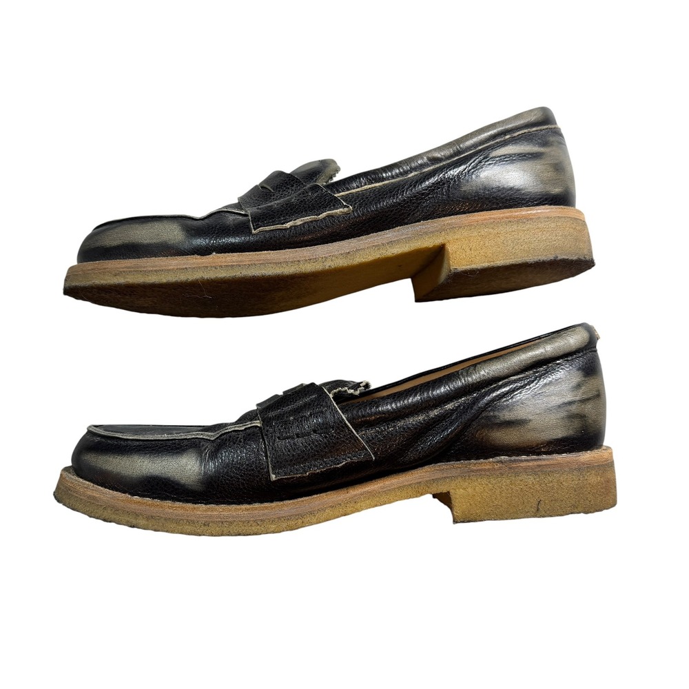 Golden Goose Jerry Leather Penny Loafer Size 41 Black Distressed Made in Italy - Picture 7 of 11